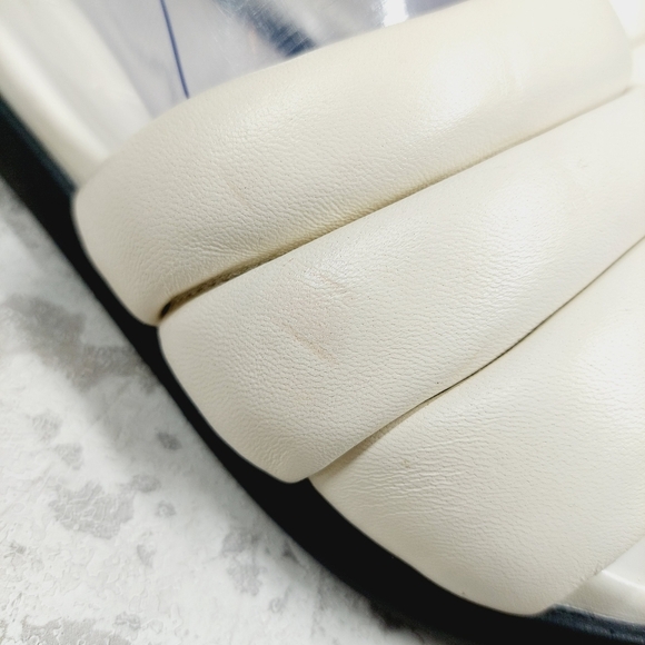 New Marc Fisher Yessy White Leather Slide Sandals F966 - Picture 7 of 12